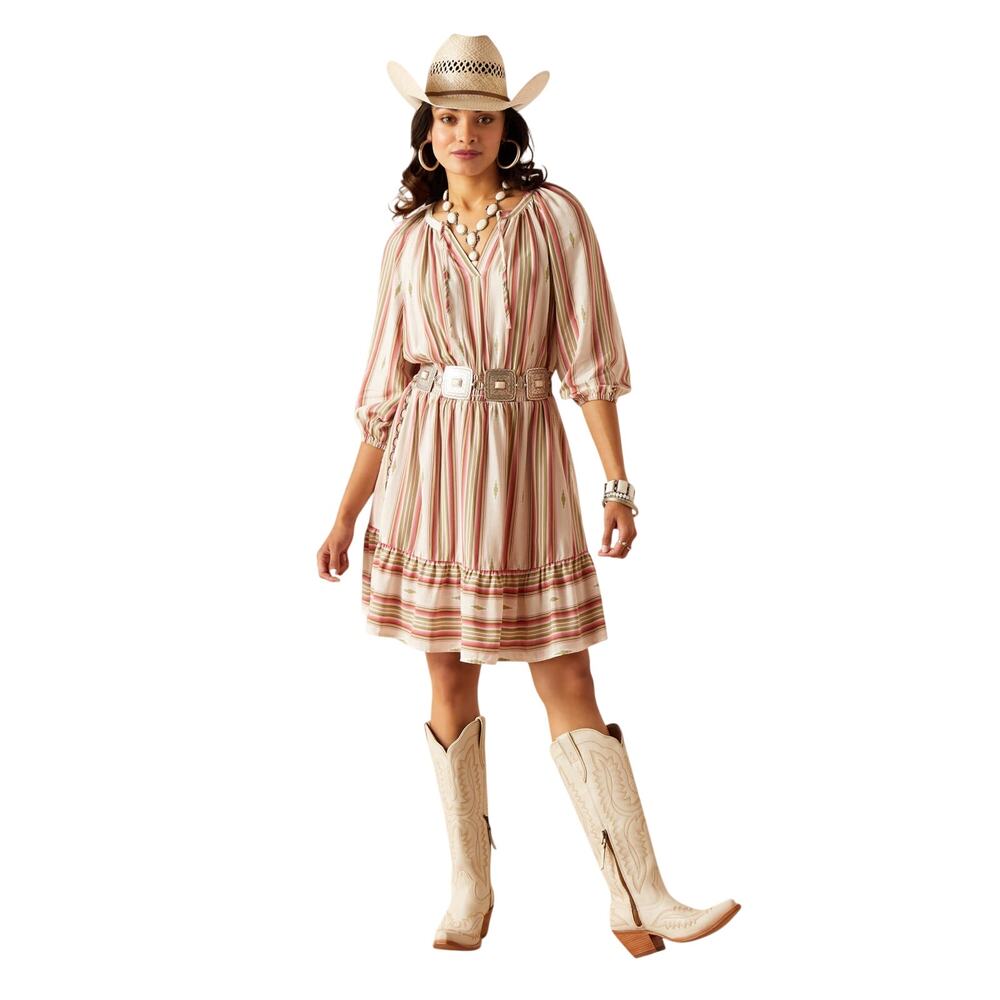Ariat Lovell Western Smocked Mini Dress Small Rodeo Festival Country Cowgirl - Picture 15 of 16